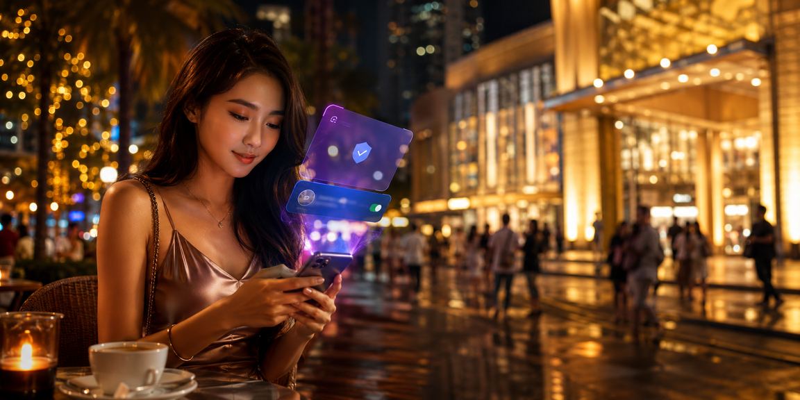 Pengguna e92 di Kuala Lumpur mengurus tetapan privasi akaun pada telefon pintar