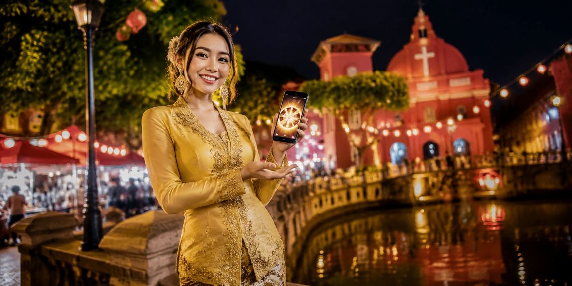 Pengguna berbaju kebaya menikmati permainan roulette gaya kasino di Melaka