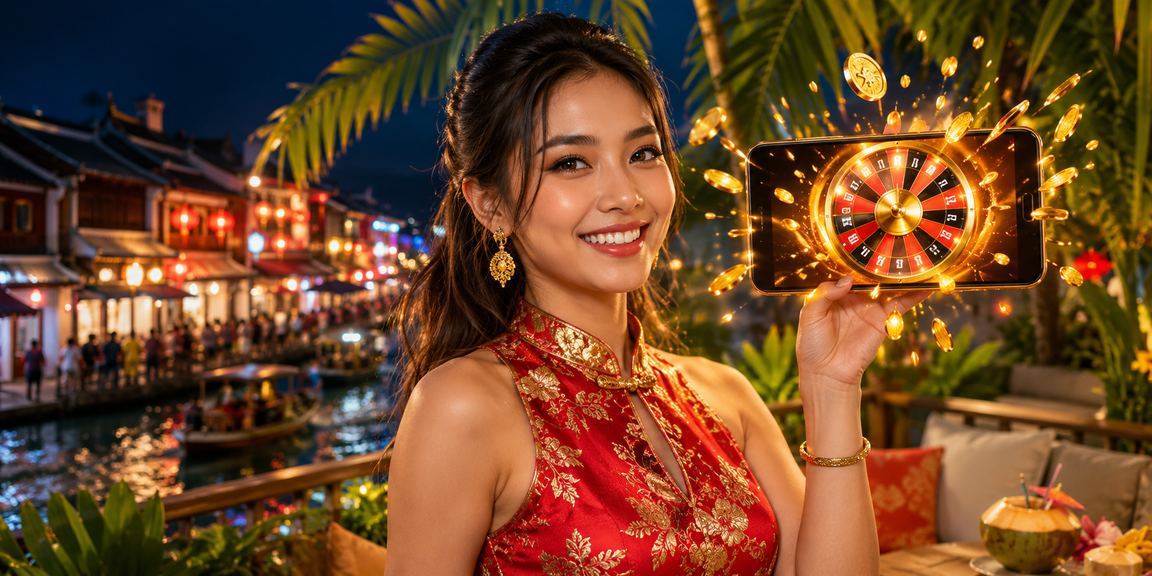 Suasana permainan meja kasino gaya Melaka dengan roulette dan permainan kad e92